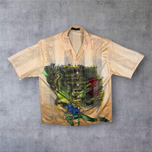 Load image into Gallery viewer, Early 00's Dian Dian Tong Goth Y2K Anime Manga Beige Mesh Short Sleeve Shirt