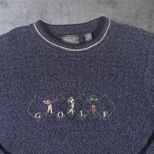 Load image into Gallery viewer, Vintage Haggar Tour "GOLF" Embroidered Spellout Blue Cotton Blend Sweatshirt