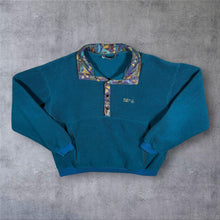 Load image into Gallery viewer, Vintage North Cape Polartec Crazy Patterned Collar Blue 1/4 Button Fleece Sweatshirt