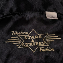 Load image into Gallery viewer, Vintage Stars & Stripes Cowboy Western Black Grey Satin Effect Long Sleeve Shirt