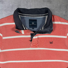 Load image into Gallery viewer, Crew Clothing Company Mens L Coral Stripe Half Zip Rugby Sweatshirt Nautical