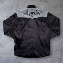 Load image into Gallery viewer, Vintage Stars & Stripes Cowboy Western Black Grey Satin Effect Long Sleeve Shirt