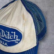Load image into Gallery viewer, Von Dutch USA Y2K Patch Logo White Blue Trucker Mesh Baseball Cap