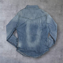 Load image into Gallery viewer, Levis Western Denim Shirt Womens L Light Blue Wash Red Tab Long Sleeve Cowboy