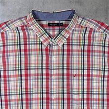 Load image into Gallery viewer, Nautica Red White Multi Check Button-Down Cotton Short Sleeve Shirt