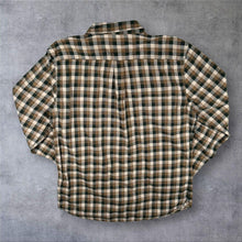 Load image into Gallery viewer, Vans "Slim Fit" Black Brown Cream Plaid Check Skater Long Sleeve Cotton Shirt