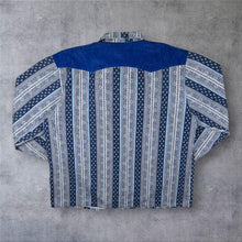 Load image into Gallery viewer, Vintage Francois Antoine Cowboy Western Style Patterned Blue Long Sleeve Shirt