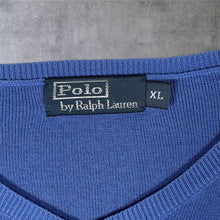 Load image into Gallery viewer, Early 00's Polo Ralph Lauren 100% Pima Cotton Blue V-Neck Knit Jumper