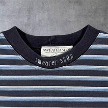 Load image into Gallery viewer, Vintage 90's The Sweater Shop Embroidered Collar Blue Striped Cotton T-Shirt
