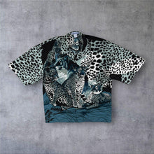 Load image into Gallery viewer, Early 00's Euro Moda Y2K Cheetah Leopard Animal Pattern Short Sleeve Shirt