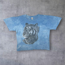 Load image into Gallery viewer, Vintage 90's Harlequin Tiger Animal Wildlife Graphic Blue Tie Dye T-Shirt