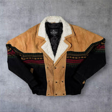 Load image into Gallery viewer, Vintage 90s Oscar Piel Leather Jacket L Southwestern Aztec Sherpa Western