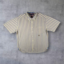 Load image into Gallery viewer, Vintage Tommy Hilfiger Yellow Multi Striped Short Sleeve Button-Down Shirt
