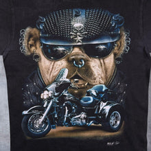 Load image into Gallery viewer, Early 00's Wild Biker Goth Bulldog Dog Graphic Black Cotton T-Shirt