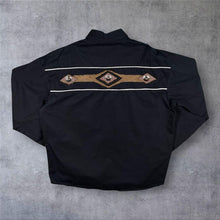 Load image into Gallery viewer, Vintage Gortrud Cowboy Western Suede Effect Panel Black Cotton Long Sleeve Shirt