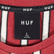 Load image into Gallery viewer, HUF Embroidered Mini Box Logo Skater Red White Striped Cotton Short Sleeve T-Shirt