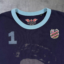 Load image into Gallery viewer, Superdry Ringspun Allstars Elvis Presley T Shirt L M Navy Ringer Graphic Tee