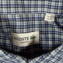 Load image into Gallery viewer, Lacoste "Slim Fit" Navy Blue White Black Check Cotton Button-Down Long Sleeve Shirt