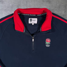Load image into Gallery viewer, England Rugby RFU Fleece Mens Large Navy Red Quarter Zip L Sweatshirt