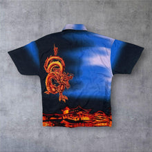 Load image into Gallery viewer, Vintage Here & There Goth Y2K Traditional Dragon Graphic Short Sleeve Shirt