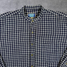 Load image into Gallery viewer, Vintage Emporio Casual Wear Navy Blue White Check Grand Collar Long Sleeve Shirt
