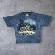 Load image into Gallery viewer, Vintage The Mountain (2000) Deer Animal Wildlife Cotton Blue Tie Dye T-Shirt
