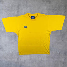 Load image into Gallery viewer, Early 00's Umbro Classic Embroidered Mini Logo Yellow Cotton Short Sleeve T-Shirt