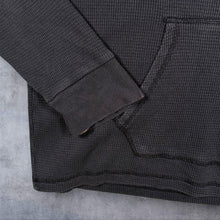 Load image into Gallery viewer, Polo Ralph Lauren XL Washed Black Waffle Thermal Hoodie Red Pony