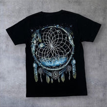 Load image into Gallery viewer, Early 00’s Wild Native American Wolf Dream Catcher Gothic Graphic T-Shirt