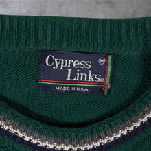 Load image into Gallery viewer, Vintage 90's Cypress Links Golf Motif Embroidered Green Cotton Knit Jumper