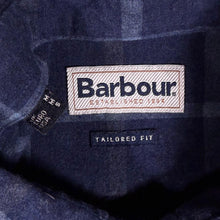 Load image into Gallery viewer, Barbour Tattersall Shirt M Navy Blue Tailored Fit 100% Cotton Long Sleeve Mens