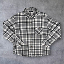 Load image into Gallery viewer, Identic Mens XXL 2XL Grey Plaid Flannel Shirt Check Grunge Lumberjack Oversized