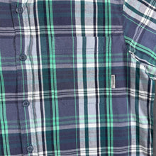 Load image into Gallery viewer, Columbia Mens M Green Navy Plaid Check Shirt Short Sleeve Outdoor Hiking