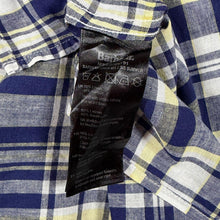 Load image into Gallery viewer, Barbour Linen Mix Shirt Mens L Regular Fit Navy Yellow Check Short Sleeve