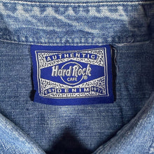 Load image into Gallery viewer, Vintage Hard Rock Cafe New York Denim Shirt Blue Embroidered Guitar 90s XL