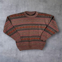 Load image into Gallery viewer, Vintage Gaucho by Freight Fair Isle Knit Jumper M L 90s Red-Brown Made in UK