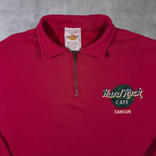 Load image into Gallery viewer, Vintage Hard Rock Cafe "Cancun" Embroidered Tourist Logo Red 1/4 Sweatshirt