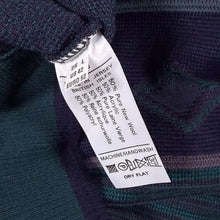 Load image into Gallery viewer, Vintage Pierre Sangan Abstract Grandad Pattern Blue Acrylic Wool V-Neck Jumper