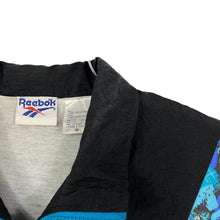 Load image into Gallery viewer, Vintage 90s Reebok Windbreaker Jacket M Black Blue Abstract Colourblock Retro