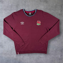 Load image into Gallery viewer, Umbro England Rugby Embroidered Logo Burgundy Long Sleeve Cotton T-Shirt