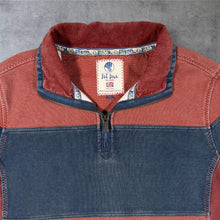 Load image into Gallery viewer, FatFace The Airlie Sweatshirt L Red Navy Colour Block 1/4 Zip Heavy Cotton
