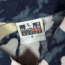 Load image into Gallery viewer, Vintage Hacker Active Hawaiian Tropical Floral Pattern Blue Short Sleeve Shirt