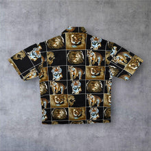 Load image into Gallery viewer, Early 00's Deep Water Tiger Lion Animal Wildlife Graphic Black Short Sleeve Shirt