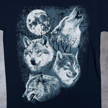 Load image into Gallery viewer, Wolf Animal Nature Wildlife Graphic Navy Blue Cotton Short Sleeve T-Shirt