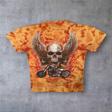 Load image into Gallery viewer, Early 00's Wild Goth Biker Skull Graphic Orange Tie Dye Cotton T-Shirt