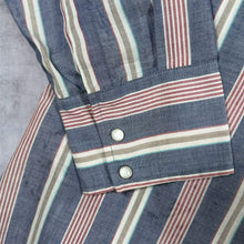Load image into Gallery viewer, Vintage Western Shirt XXL Striped Pearl Snap Cowboy Rodeo Rockabilly Long Sleeve