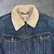 Load image into Gallery viewer, Lee Storm Rider Denim Jacket Mens M Blue Sherpa Lined Trucker Western Workwear