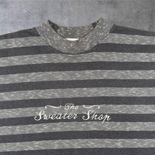 Load image into Gallery viewer, Vintage The Sweater Shop Embroidered Spellout Heavyweight Cotton Grey Striped T-Shirt