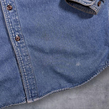 Load image into Gallery viewer, Vintage 90s Wolverine Denim Shirt Jacket L Fleece Lined Workwear Shacket USA