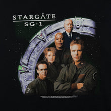 Load image into Gallery viewer, Vintage Stargate SG-1 (2003) Sci-Fi TV Show Spellout Graphic Black Cotton T-Shirt